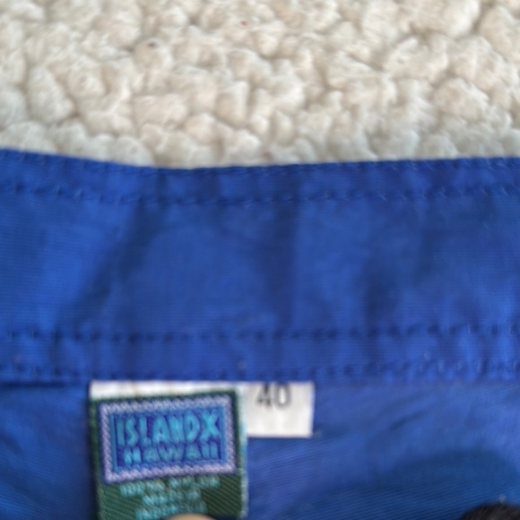 Vintage Island X Hawaii 90’s Blue Board Shorts with Gold Turtle Accents - Picture 2 of 7